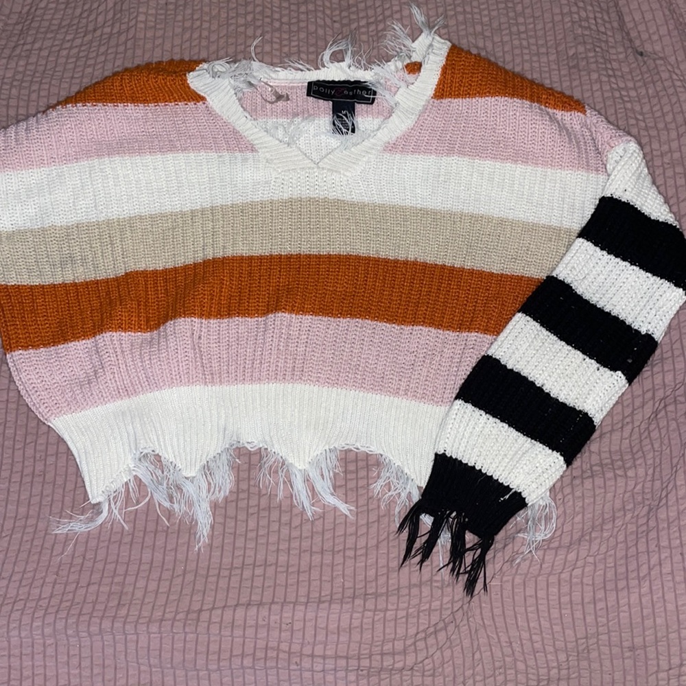 Cropped long sleeve sweater